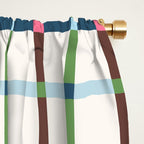 Windowpane Plaid Blue Green on Cream Window Curtain Gallery Image 2