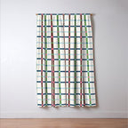 Windowpane Plaid Blue Green on Cream Window Curtain Gallery Image 3