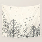 Minimal Line Mountain Beauty I Wall Tapestry Gallery Image 4
