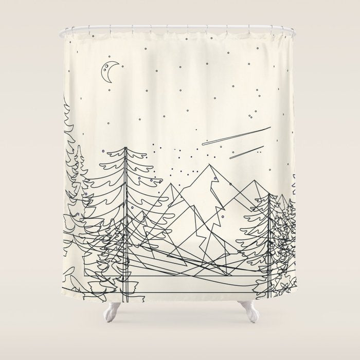 Minimal Line Mountain Beauty I Shower Curtain Gallery Image 1