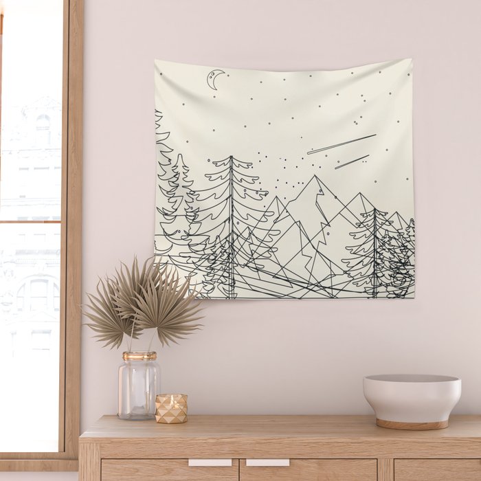 Minimal Line Mountain Beauty I Wall Tapestry Gallery Image 2