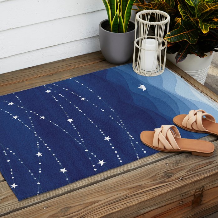 Garland of Stars IV, night sky Outdoor Rug Gallery Image 2
