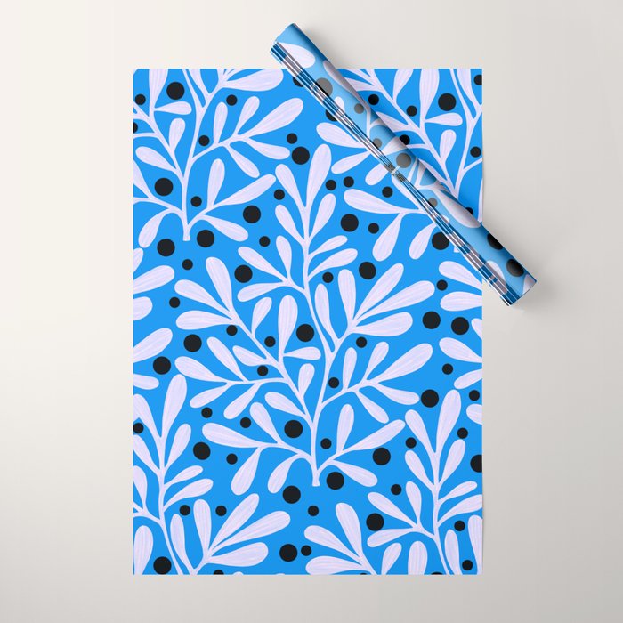Mediterramean blue vase and leaves Wrapping Paper Gallery Image 1