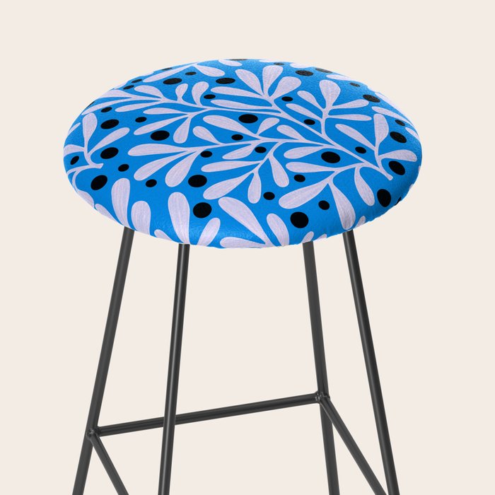 Mediterramean blue vase and leaves Stool Gallery Image 2