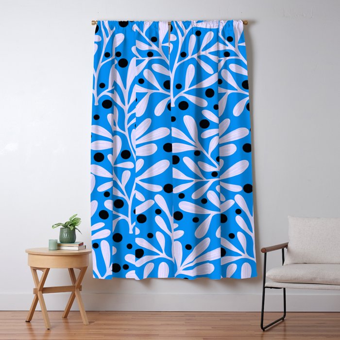 Mediterramean blue vase and leaves Window Curtain Gallery Image 5