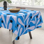 Mediterramean blue vase and leaves Tablecloth Gallery Image 3