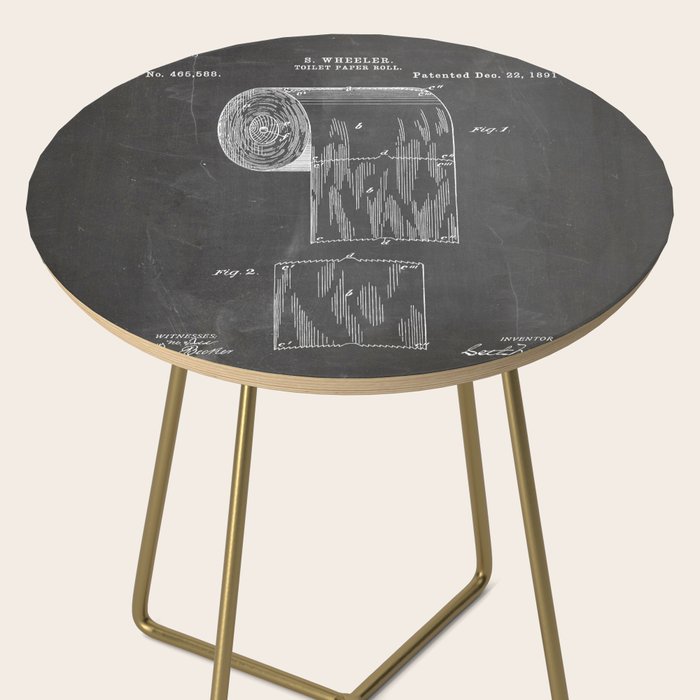 Toilet Paper Patent - Bathroom Art - Black Chalkboard Side Table Gallery Image 2