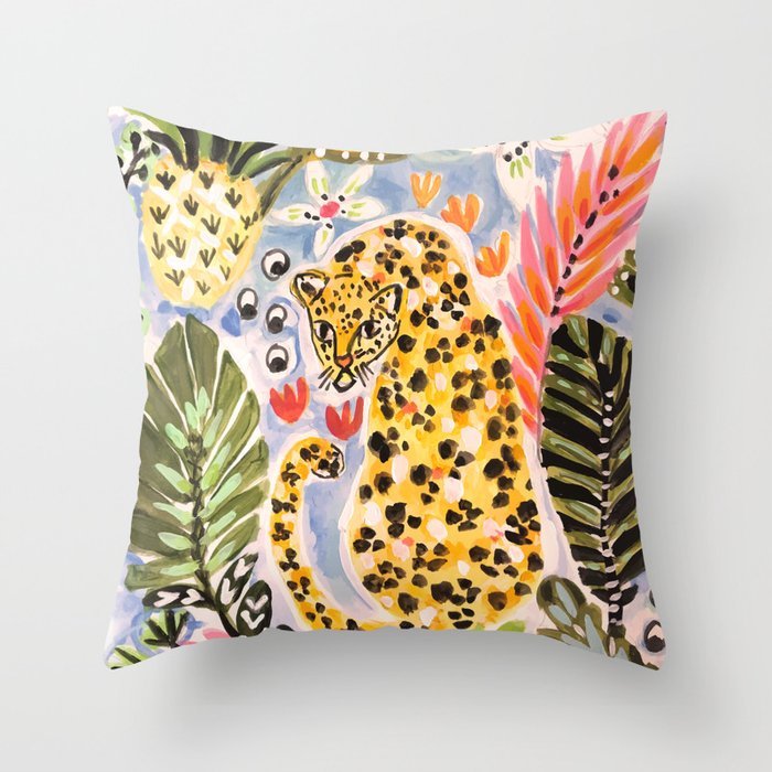 Tiger Leopard by Karen Fields Throw Pillow Gallery Image 6