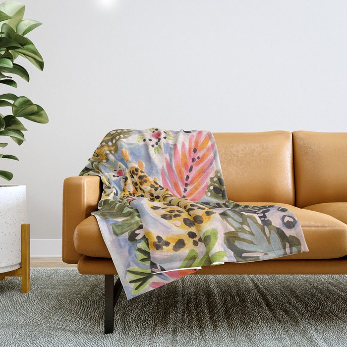 Tiger Leopard by Karen Fields Throw Blanket Gallery Image 1