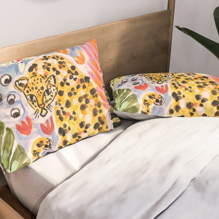 Tiger Leopard by Karen Fields Pillow Sham Gallery Image 2