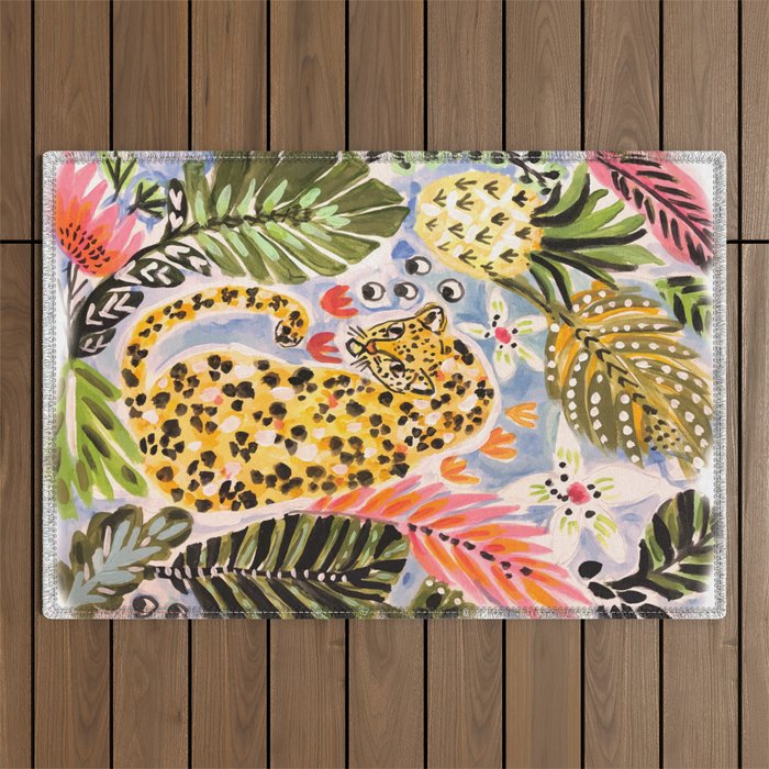 Tiger Leopard by Karen Fields Outdoor Rug Gallery Image 1