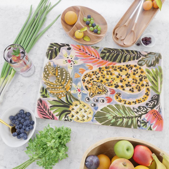 Tiger Leopard by Karen Fields Cutting Board Gallery Image 2