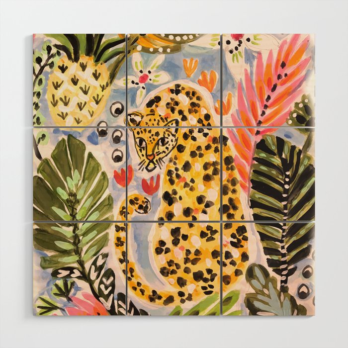 Tiger Leopard by Karen Fields Wood Wall Art Gallery Image 1