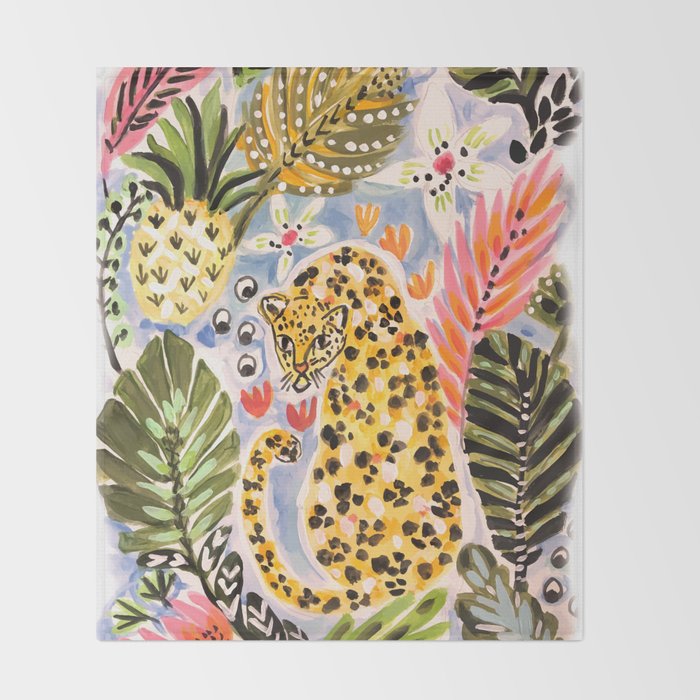 Tiger Leopard by Karen Fields Throw Blanket Gallery Image 2