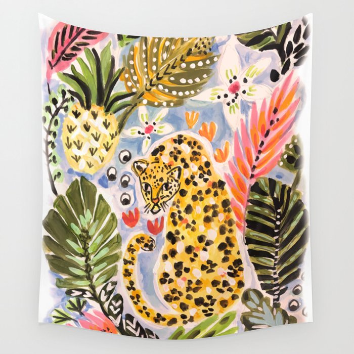 Tiger Leopard by Karen Fields Wall Tapestry Gallery Image 4