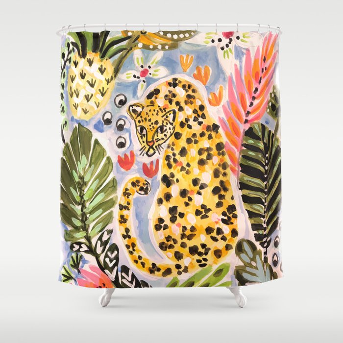 Tiger Leopard by Karen Fields Shower Curtain Gallery Image 1