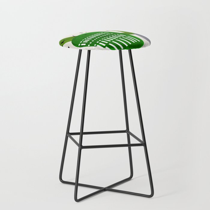 Fun Mid Century Modern Abstract Minimalist Olive Green Rings Grey Black Accent Stool Gallery Image 1