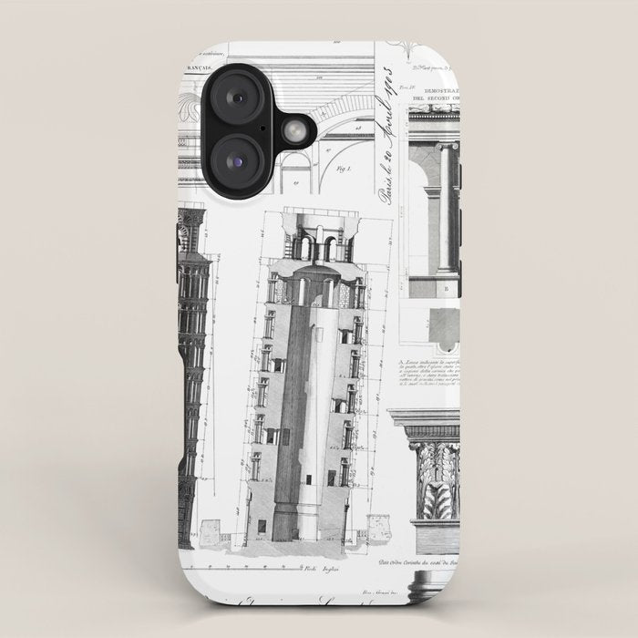 Architectural Memory Old World Charm Architecture Heritage Black And White iPhone Case Gallery Image 1