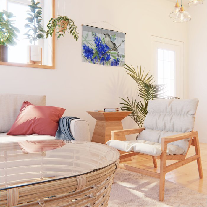 Texas State Bird and Flower, Mockingbird and Bluebonnet Wall Hanging Gallery Image 2