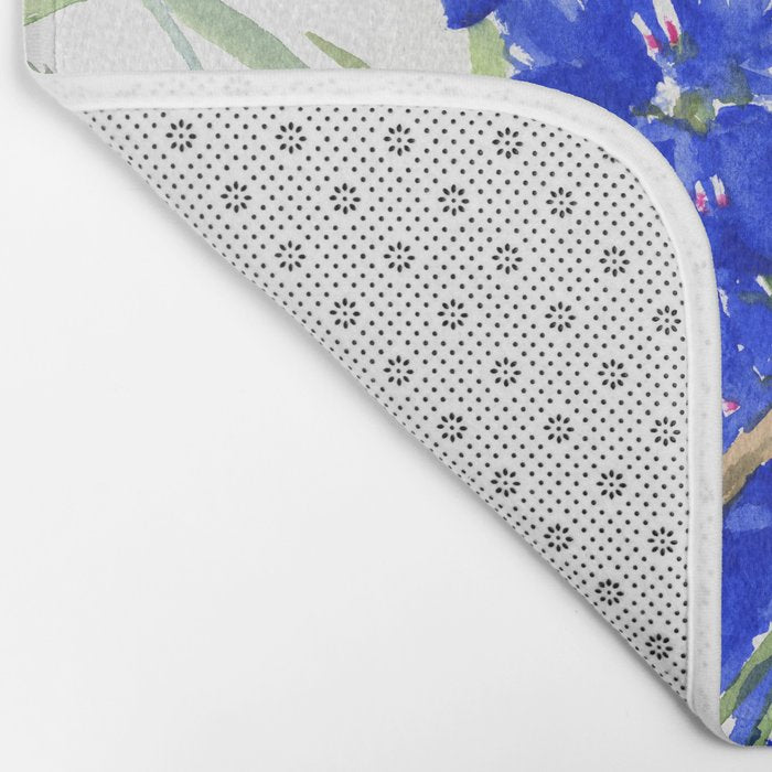 Texas State Bird and Flower, Mockingbird and Bluebonnet Bath Mat Gallery Image 2