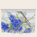 Texas State Bird and Flower, Mockingbird and Bluebonnet Wall Hanging Gallery Image 1