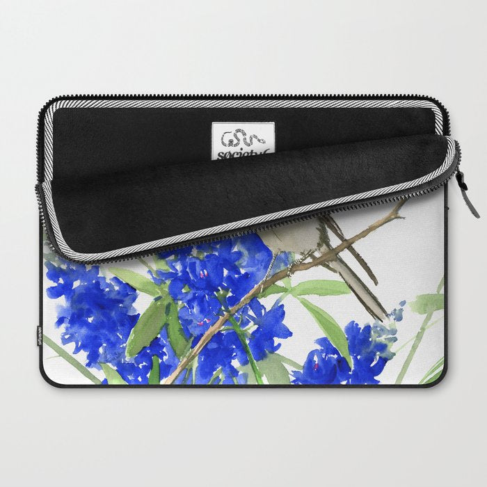 Texas State Bird and Flower, Mockingbird and Bluebonnet Laptop Sleeve Gallery Image 2