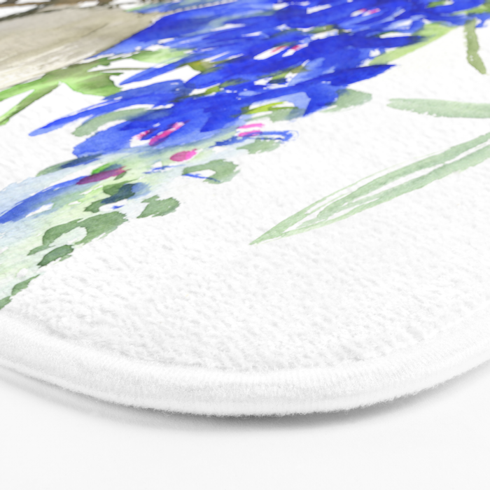 Texas State Bird and Flower, Mockingbird and Bluebonnet Bath Mat Gallery Image 3