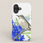 Texas State Bird and Flower, Mockingbird and Bluebonnet iPhone Case Gallery Image 1