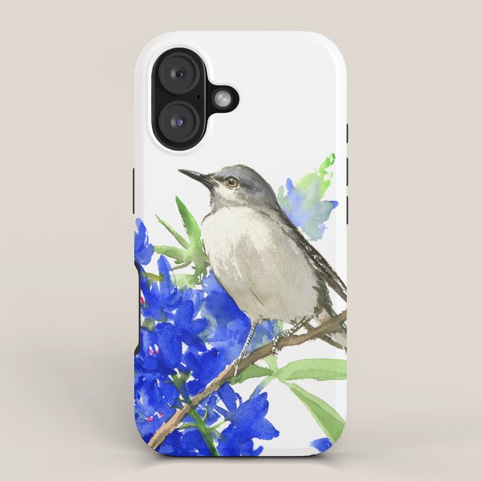 Texas State Bird and Flower, Mockingbird and Bluebonnet iPhone Case Gallery Image 1
