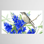 Texas State Bird and Flower, Mockingbird and Bluebonnet Tablecloth Gallery Image 2