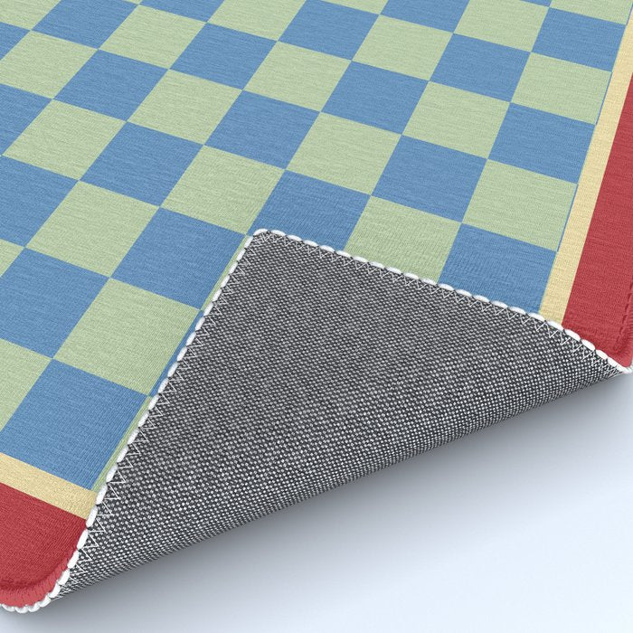 Blue and Light Green Checkerboard Pattern Rug Gallery Image 4