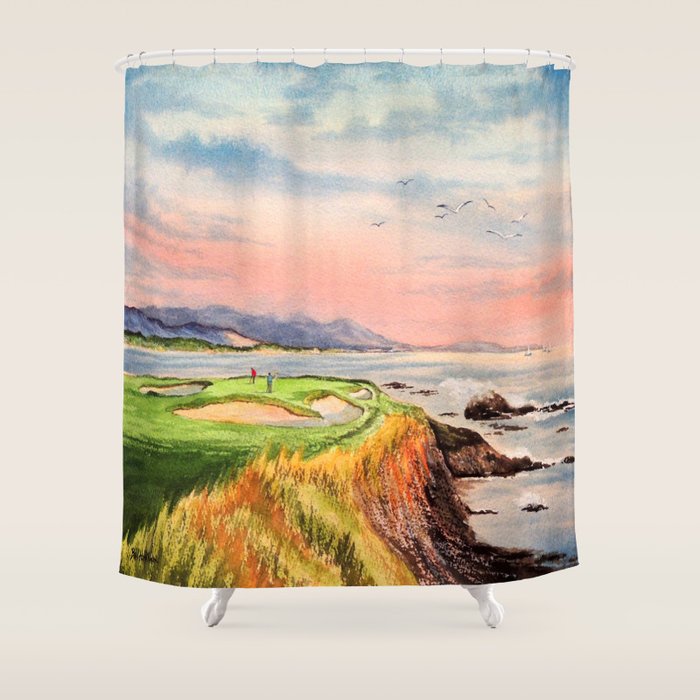 Pebble Beach Golf Course Hole 7 Shower Curtain Gallery Image 1