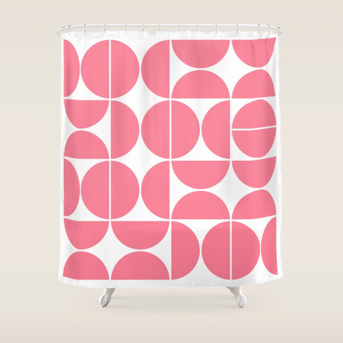 Mid Century Modern Geometric 04 Pink Shower Curtain Gallery Image 1