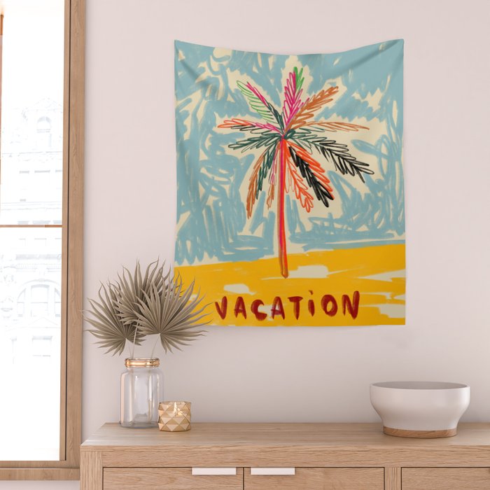 VACATION PALM TREE Wall Tapestry Gallery Image 2