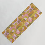 Abstract Bauhaus Shapes pink gold and olive green Yoga Mat Gallery Image 1