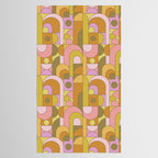Abstract Bauhaus Shapes pink gold and olive green Tablecloth Gallery Image 2