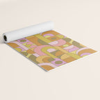 Abstract Bauhaus Shapes pink gold and olive green Yoga Mat Gallery Image 2