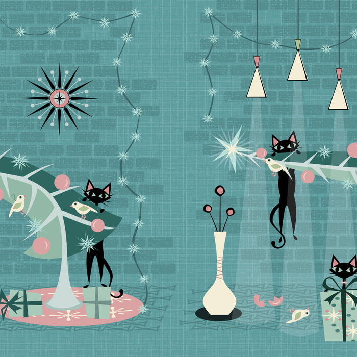 Retro Naughty Kitty Christmas Coffee Mug Gallery Image 2
