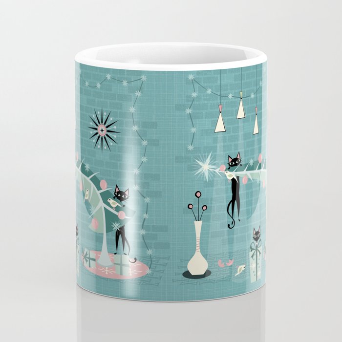 Retro Naughty Kitty Christmas Coffee Mug Gallery Image 4