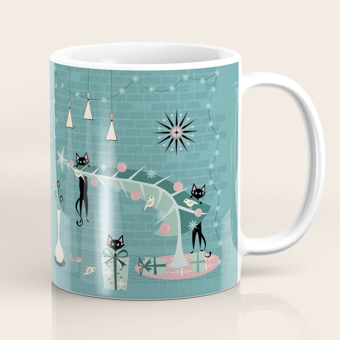 Retro Naughty Kitty Christmas Coffee Mug Gallery Image 1