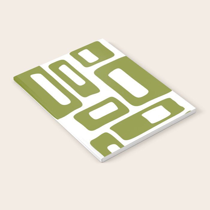 Retro Mid Century Modern Abstract Pattern 336 Olive Green Notebook Gallery Image 2