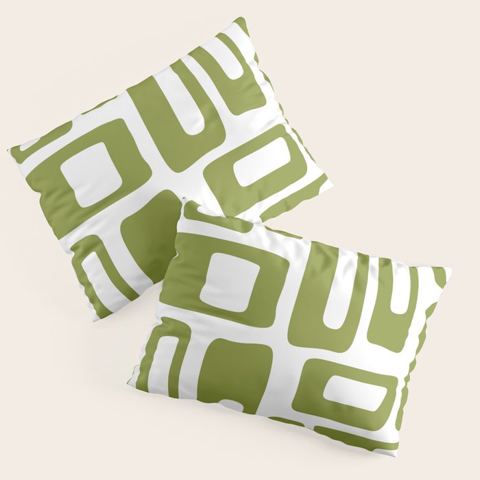 Retro Mid Century Modern Abstract Pattern 336 Olive Green Pillow Sham Gallery Image 3