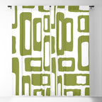 Retro Mid Century Modern Abstract Pattern 336 Olive Green Window Curtain Gallery Image 5