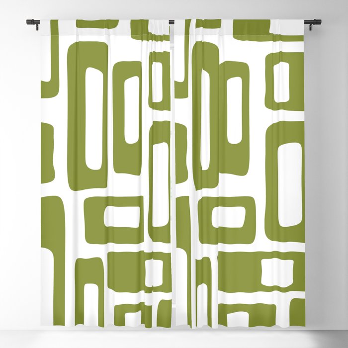Retro Mid Century Modern Abstract Pattern 336 Olive Green Window Curtain Gallery Image 5