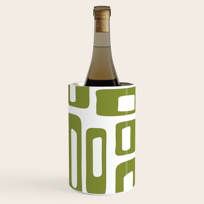 Retro Mid Century Modern Abstract Pattern 336 Olive Green Wine Chiller Gallery Image 3