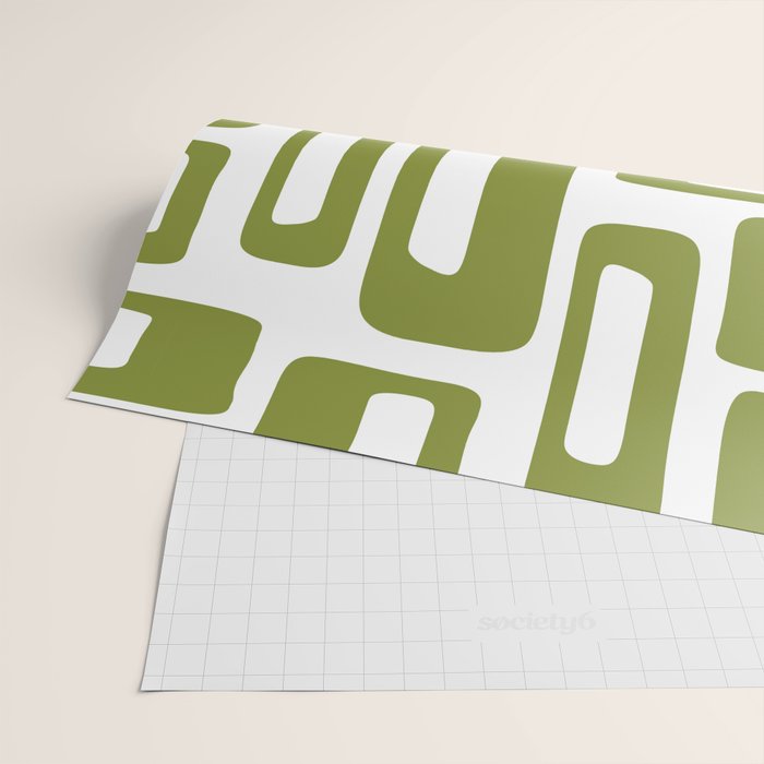 Retro Mid Century Modern Abstract Pattern 336 Olive Green Wrapping Paper Gallery Image 2