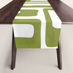 Retro Mid Century Modern Abstract Pattern 336 Olive Green Table Runner Gallery Image 1