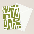 Retro Mid Century Modern Abstract Pattern 336 Olive Green Stationery Card Gallery Image 2
