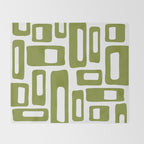 Retro Mid Century Modern Abstract Pattern 336 Olive Green Throw Blanket Gallery Image 2