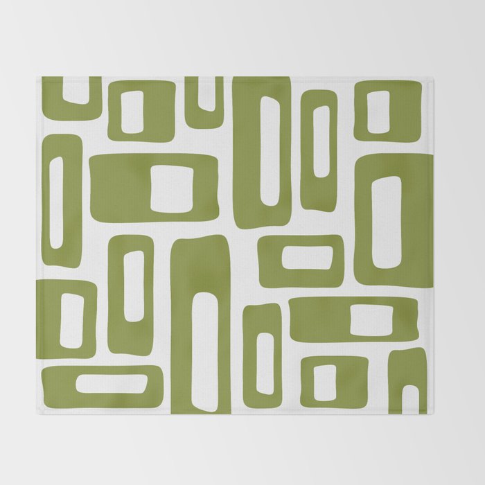 Retro Mid Century Modern Abstract Pattern 336 Olive Green Throw Blanket Gallery Image 2